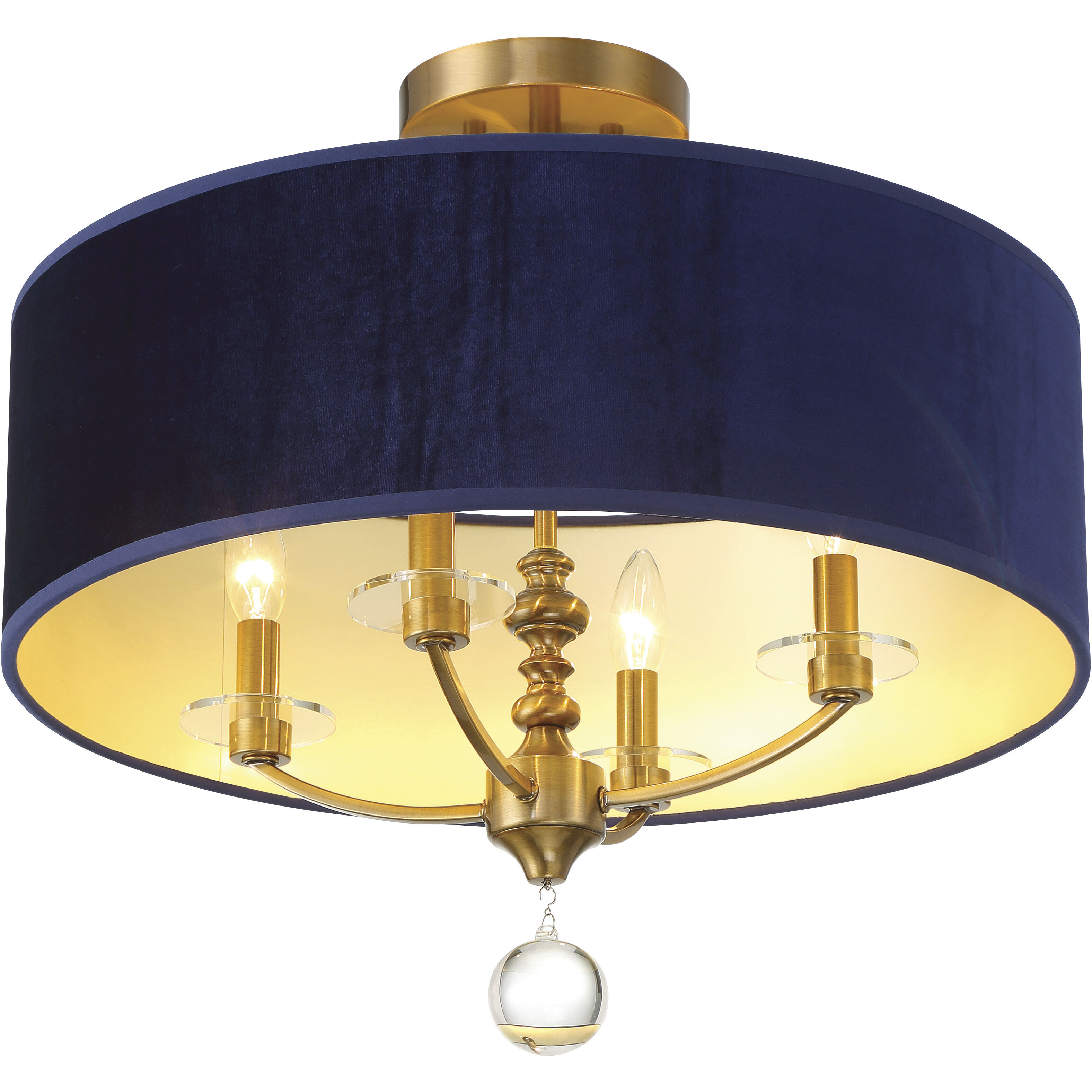 Van Noord 4 Light 21 inch Oxidized Aged Brass Semi-Flush Ceiling Light